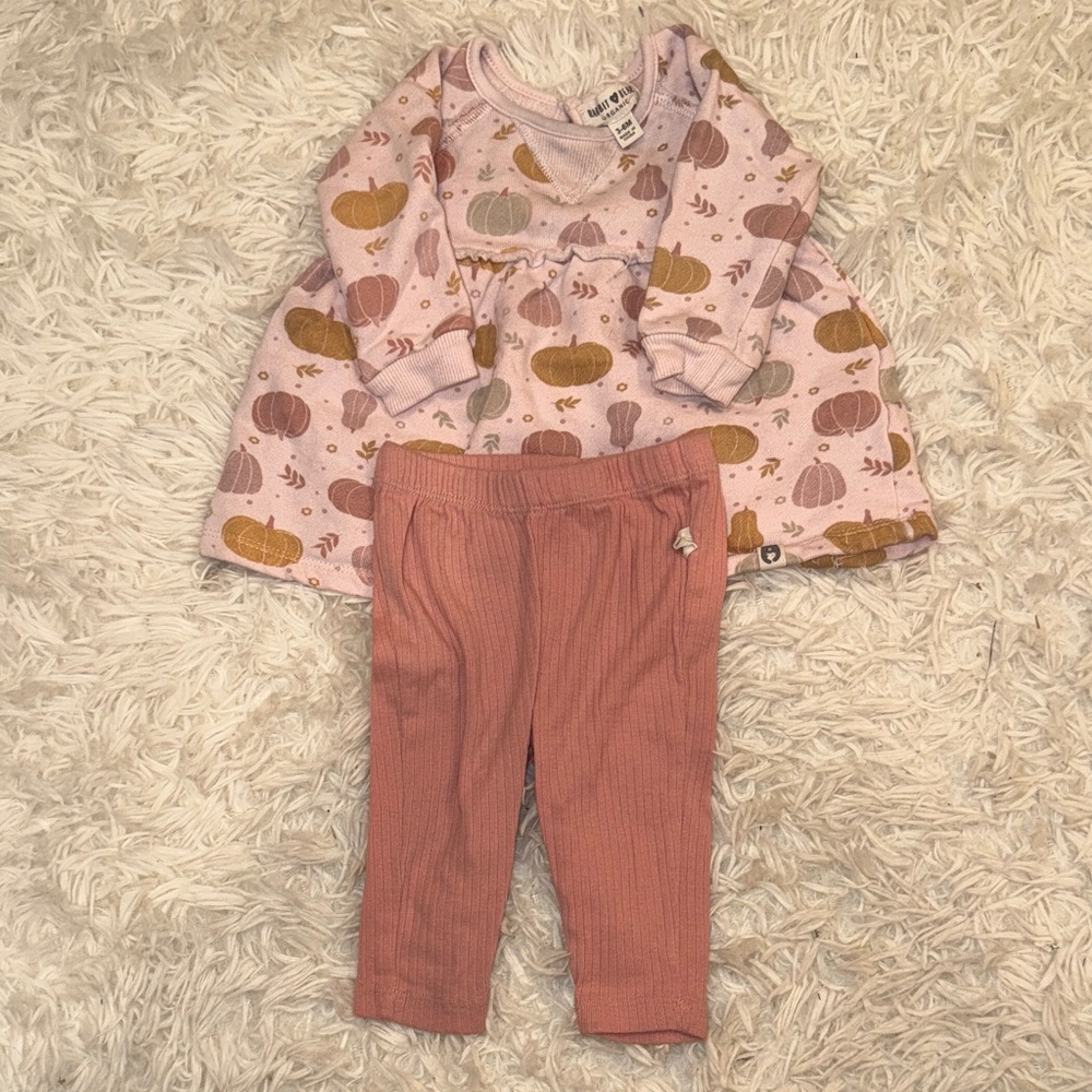 Organic Pink Pumpkin Baby Shirt and Pants Set